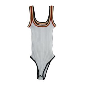 Striped Ribbed Bodysuit S-M